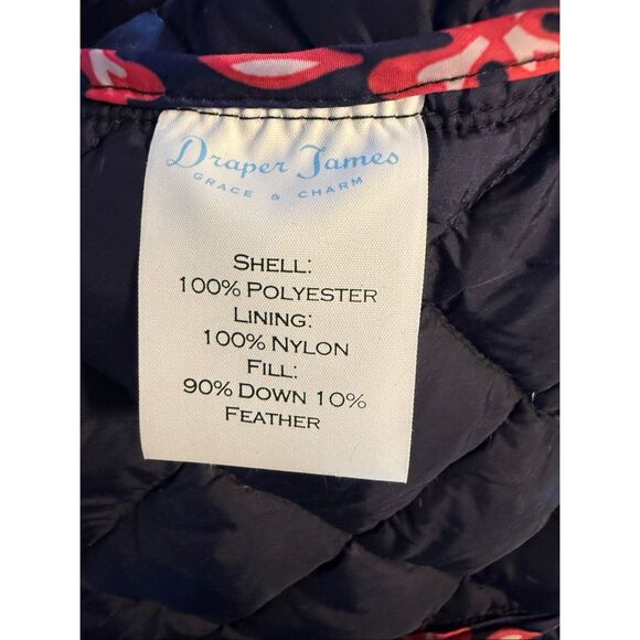 Draper James Size M Quilted Puffer Vest Blue Pink Floral Preppy Casual Layer - Picture 7 of 8